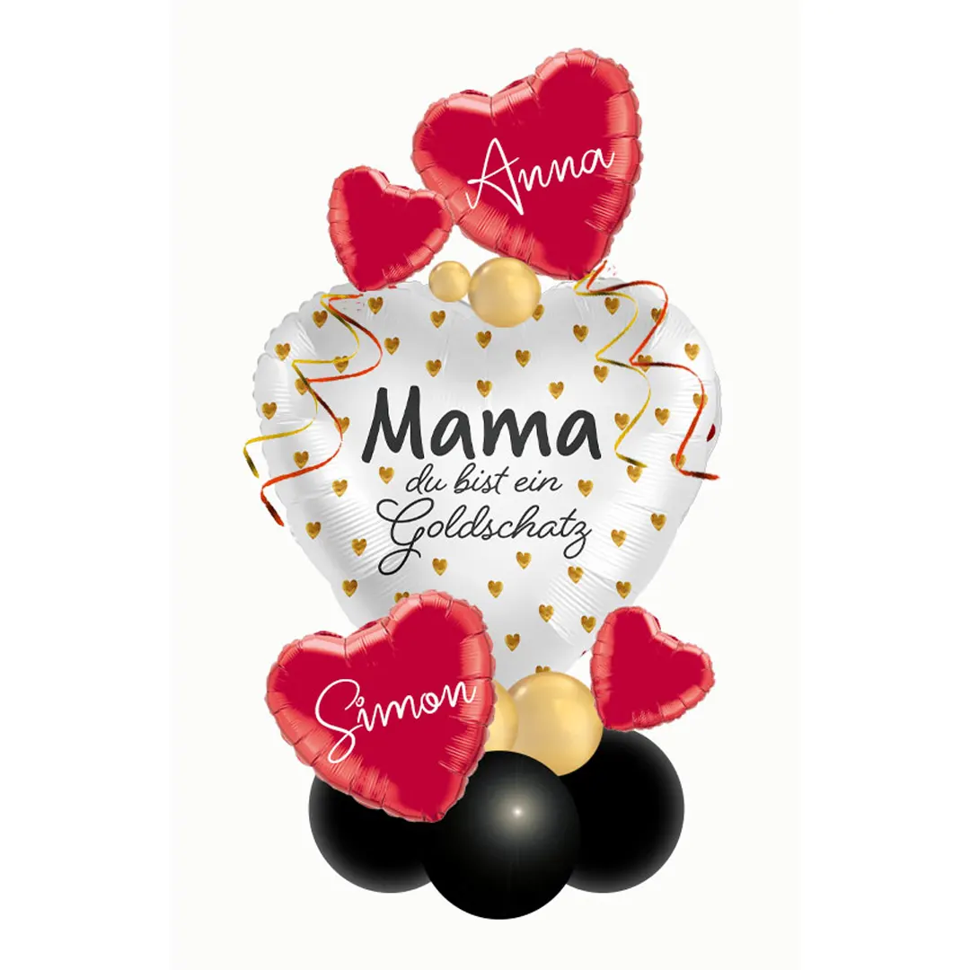 Geschenkballon Muttertag "Mama du bist ein Goldschatz"