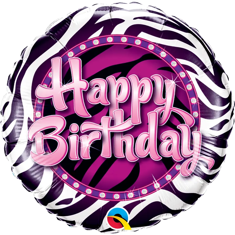 Folienballon mit Zebra-Print Happy Birthday zum Geburtstag