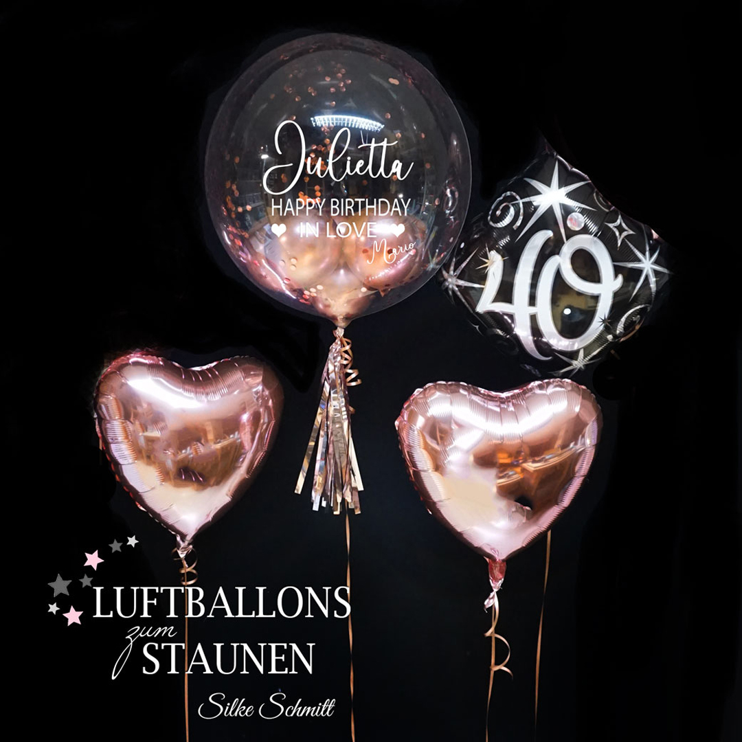 Ballon-Geschenk mit tollem Glanz, Zahl/Alter und Deinem Wunschtext