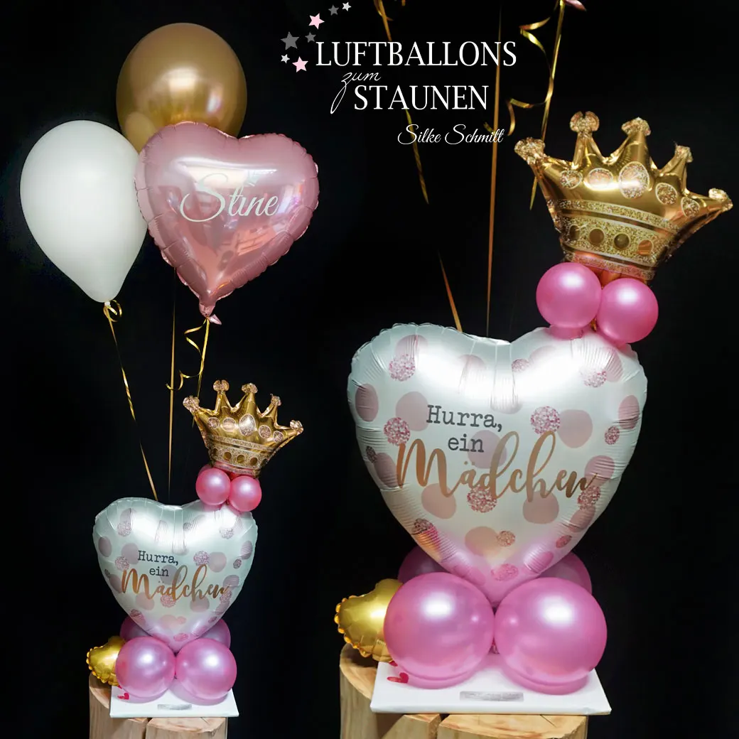 Ballon-Arrangement Mädchen oder Junge mit Krone