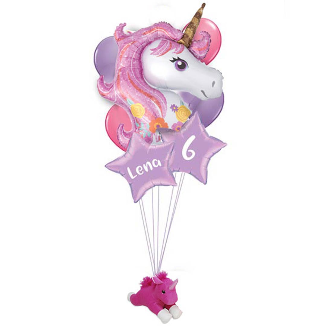 XXL Luftballon Bouquet Einhorn mit oder ohne Plüsch-Unicorn