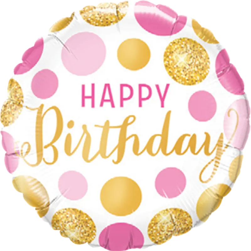 Geburtstag: Happy Birthday pink  and gold Dots