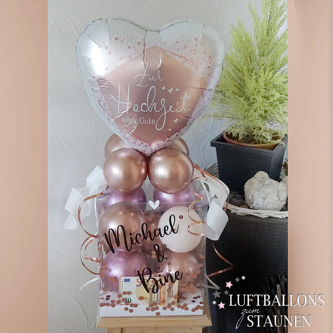Personalisierte Ballonbox für Hochzeitsfeiern
