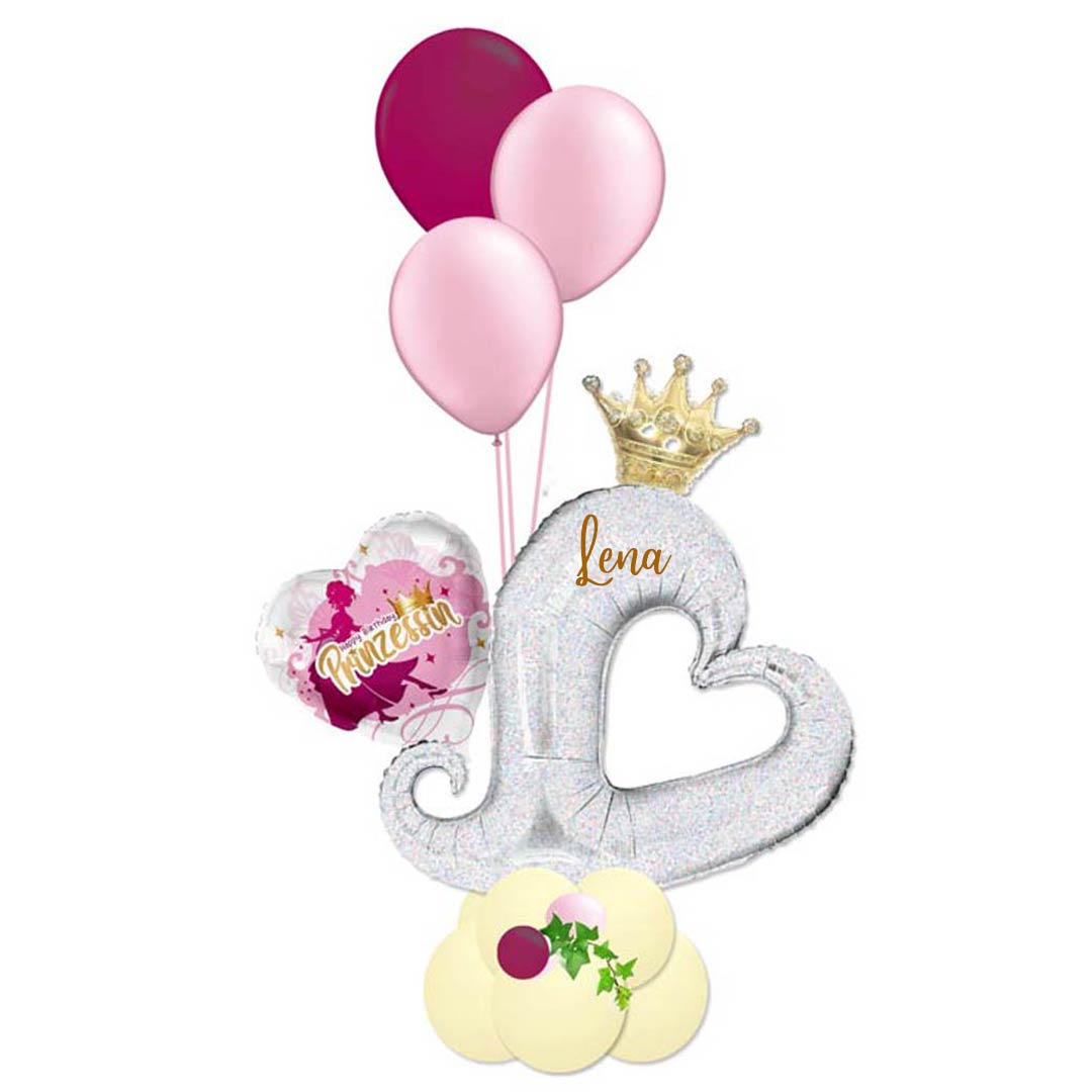 zauberhaftes Ballongeschenk für Mädchen mit Herz und Krone