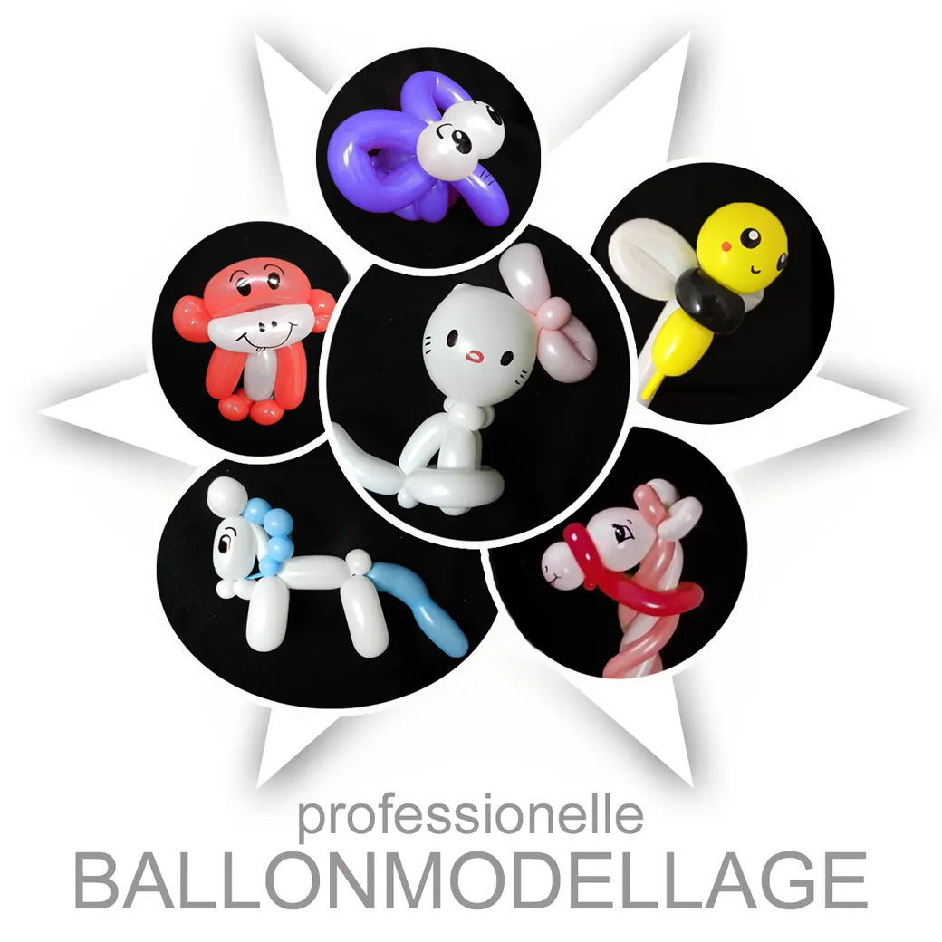 Kreative Luftballonmodellage mit farbenfrohen Ballonfiguren – ideal für Kindergeburtstage, Firmenevents und besondere Anlässe.