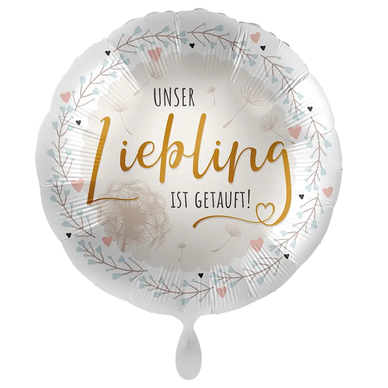 Folienballon Baby Taufe Unser Liebling ist getauft! – Feierlicher Folienballon mit der Aufschrift „Unser Liebling ist getauft!“, perfekt für die Taufe oder das Willkommensfest eines neugeborenen Kindes.