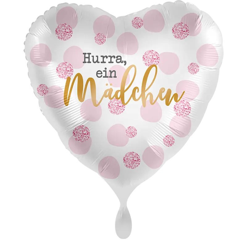 Folienballon Baby Hurra ein Mädchen – Fröhlicher Folienballon mit der Aufschrift „Hurra, ein Mädchen“, ideal zur Feier der Geburt eines Mädchens oder für Babypartys.