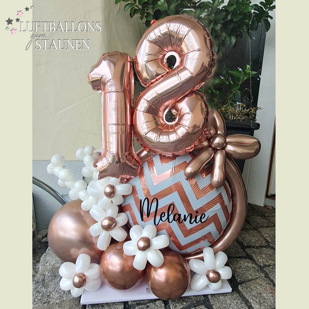 Blütenzauber und Glanz Ballon-Geschenk mit Zahl