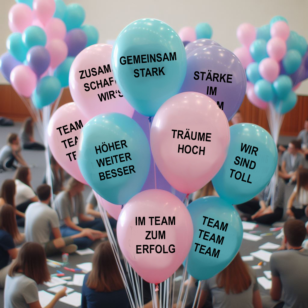 Motivationssprüche für einen Teambuilding-Workshop mit Ballondeko und Heliumballons vom Ballon-Deko-Service