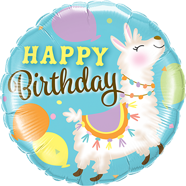 Folienballon zum Geburtstag mit Lama und Happy Birthday