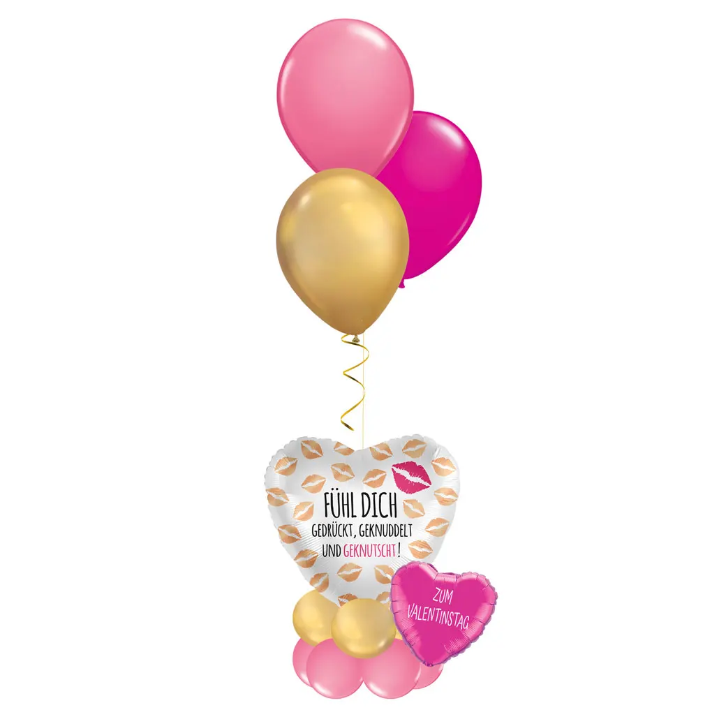 Ballon - Arrangement zum Valentinstag - Fühl Dich gedrückt, geknuddelt und geknutscht