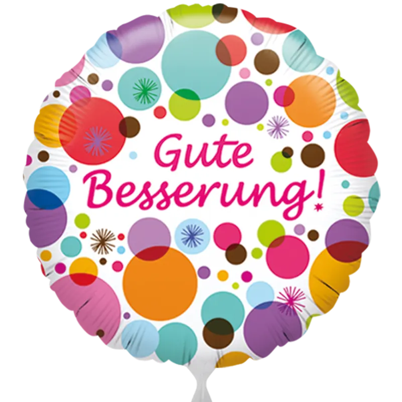 Folienballon Gute Besserung – Bunter Folienballon mit dem Aufdruck "Gute Besserung", perfekt als aufmunterndes Geschenk für kranke Freunde oder Familienmitglieder. Ein herzlicher Gruß, der Freude und Hoffnung bringt.