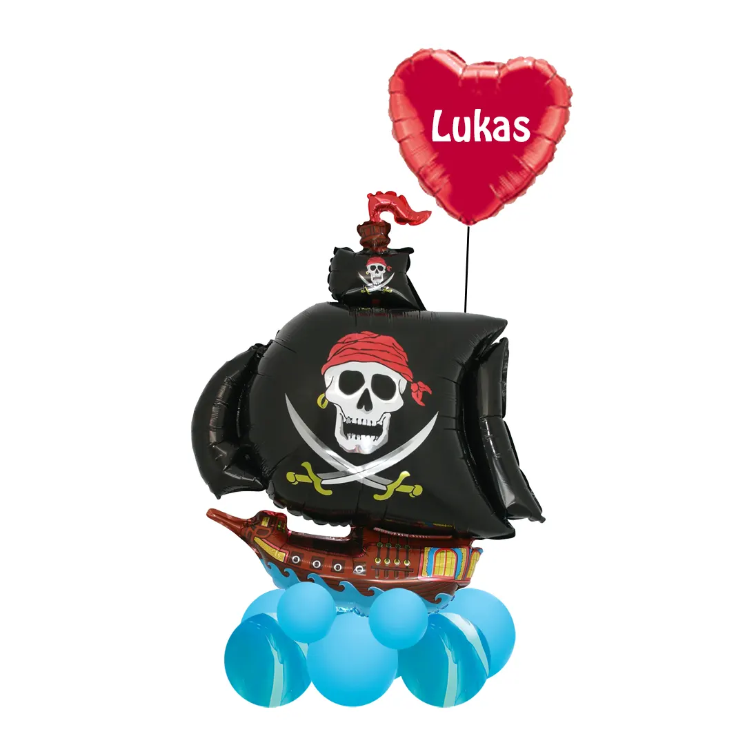   Luftballon Bouquet Piratenschiff Happy Birthday