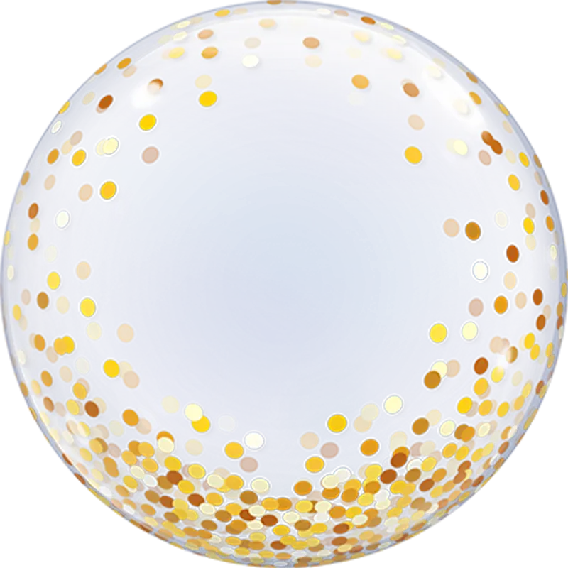 Glamouröser Deco Bubble-Ballon mit Gold-Konfetti, ideal für festliche Anlässe wie Geburtstagsfeiern, Hochzeiten oder Jubiläen.