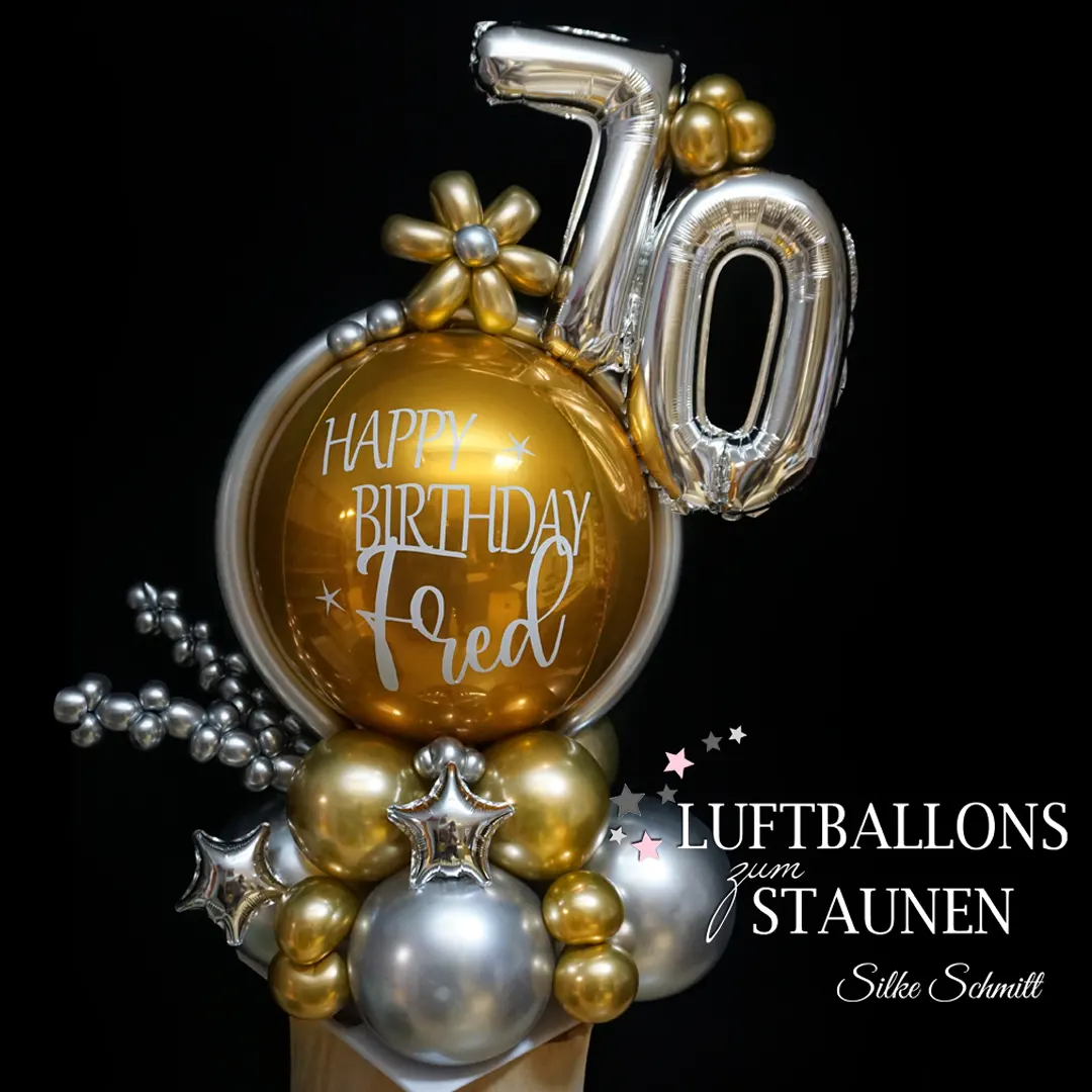 edles Ballon-Geschenk in gold mit Personalisierung