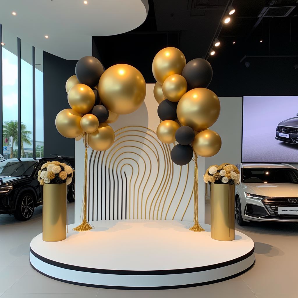 Heliumballons als festliche Dekoration zur Neueröffnung eines Autohauses