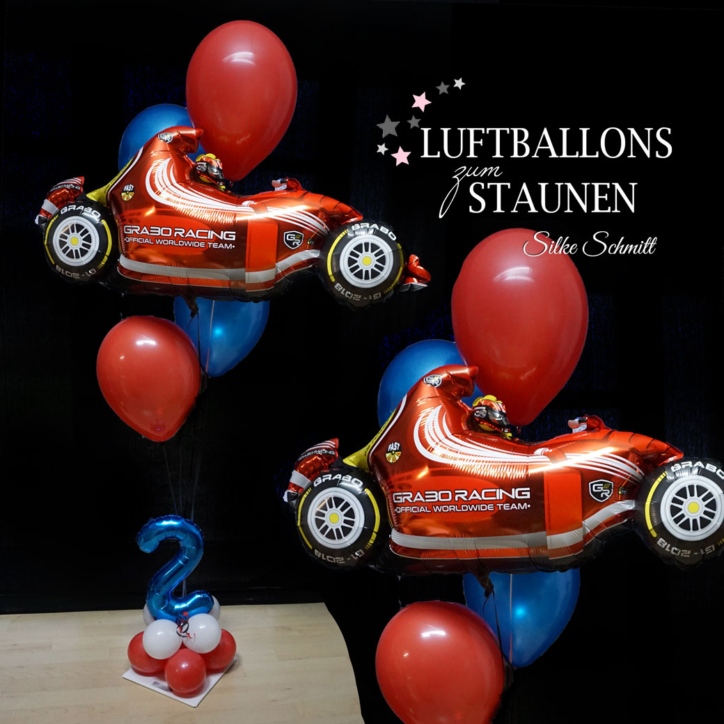Luftballon Bouquet Junge Motorrad, Formel 1, Polizei, Feuerwehr, Flugzeug, Bagger, Traktor, Monstertruck